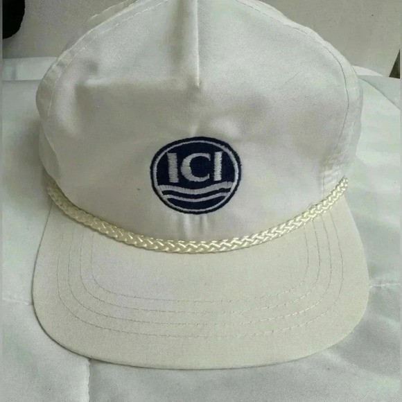 Vintage ICI White Rope Hat Cap Snap Back Trucker Hat Sportcap - Picture 5 of 12